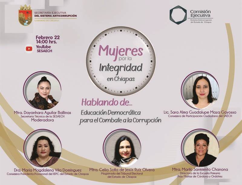 Mujeres por la integridad en Chiapas, hablando de: Educación Democrática para el Combate a la Corrupción