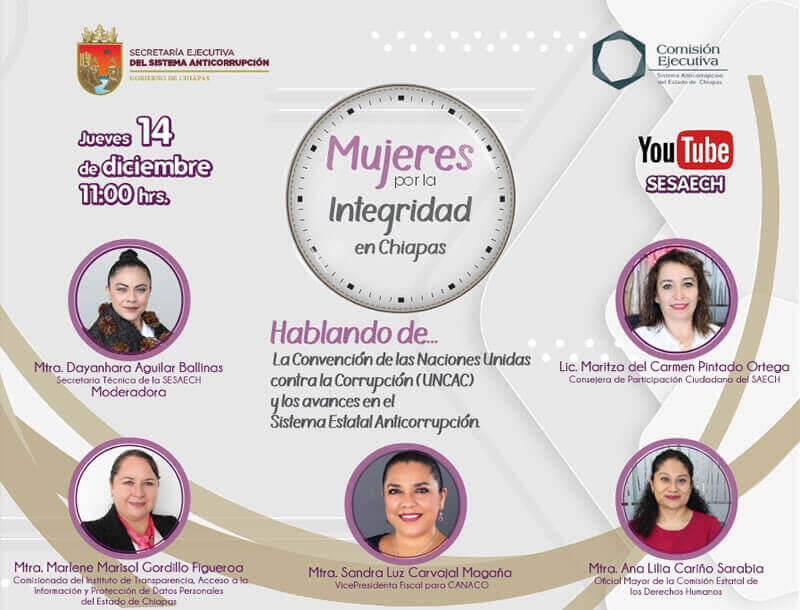 Mujeres por la integridad en Chiapas, hablando de: la Convención de las Naciones Unidas contra la Corrupción y los Avances en el Sistema Estatal Anticorrupción