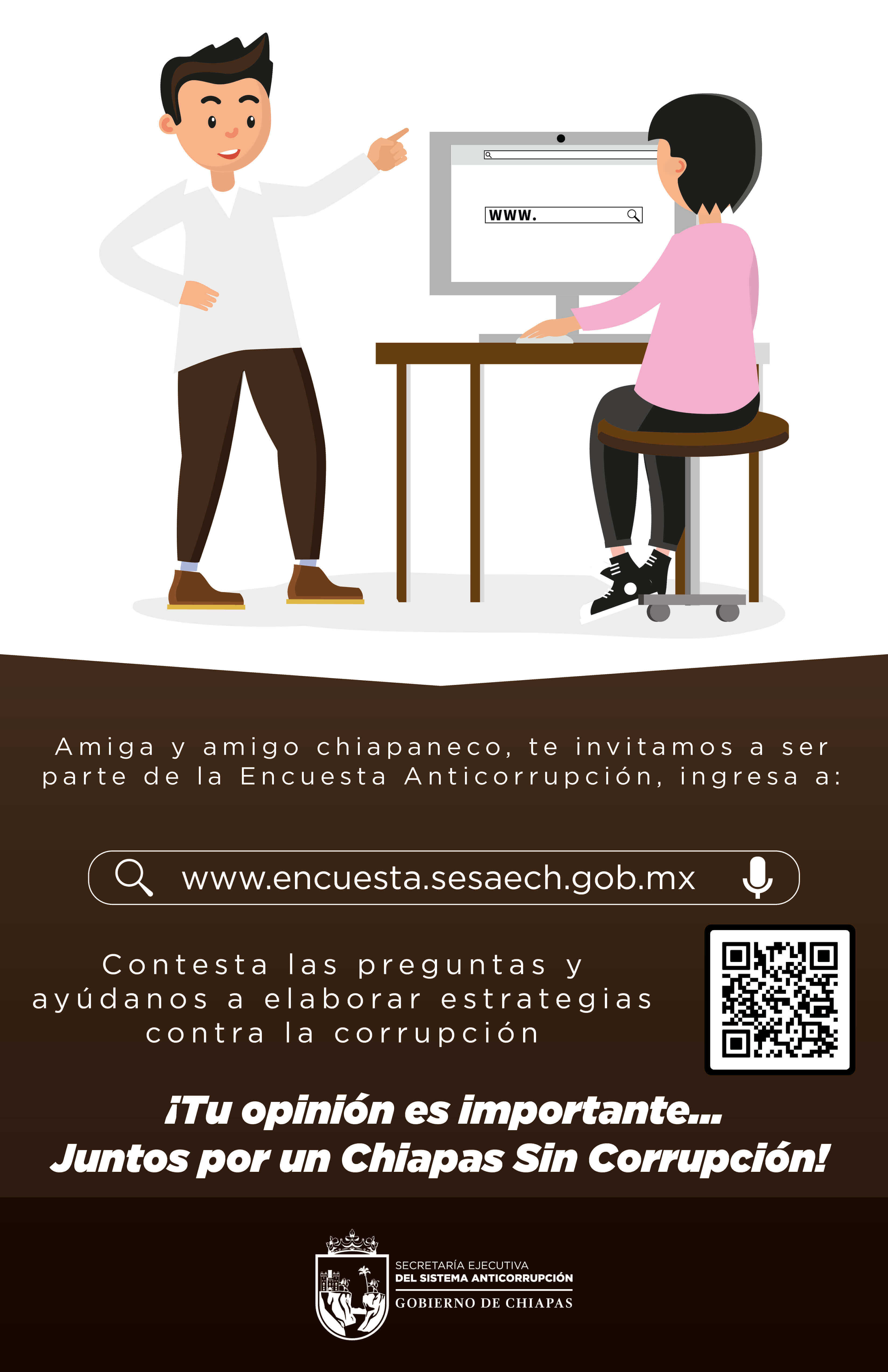 Cartel de la Encuesta Anticorrupción en Español