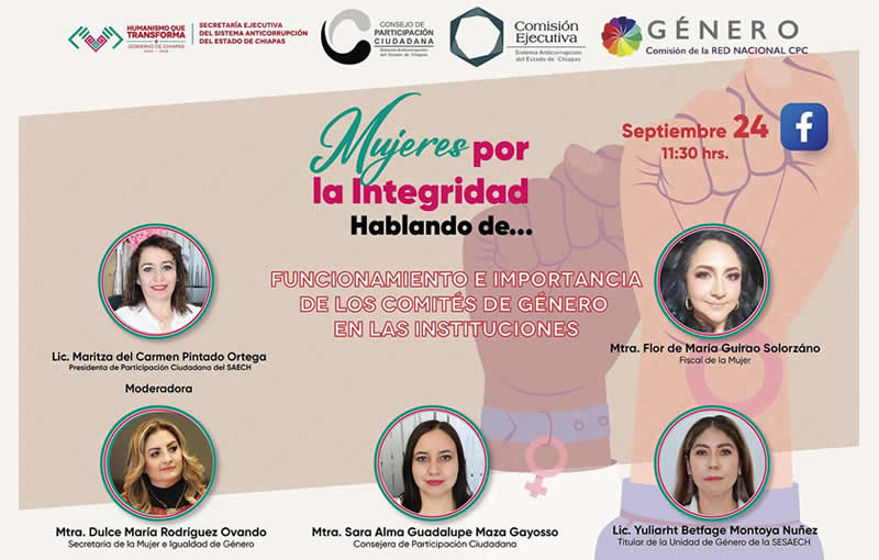 Mujeres por la Integridad en Chiapas, hablando de: Funcionamiento e Importancia de los Comités de Género en las Instituciones